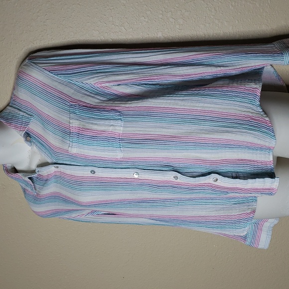 Rails Womens Ellis Iris Stripe Gauze Button Up Shirt Size S Quiet Luxury Preppy - Picture 3 of 15